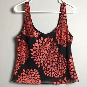 Alex Evenings Black and Coral Red Floral Camisole